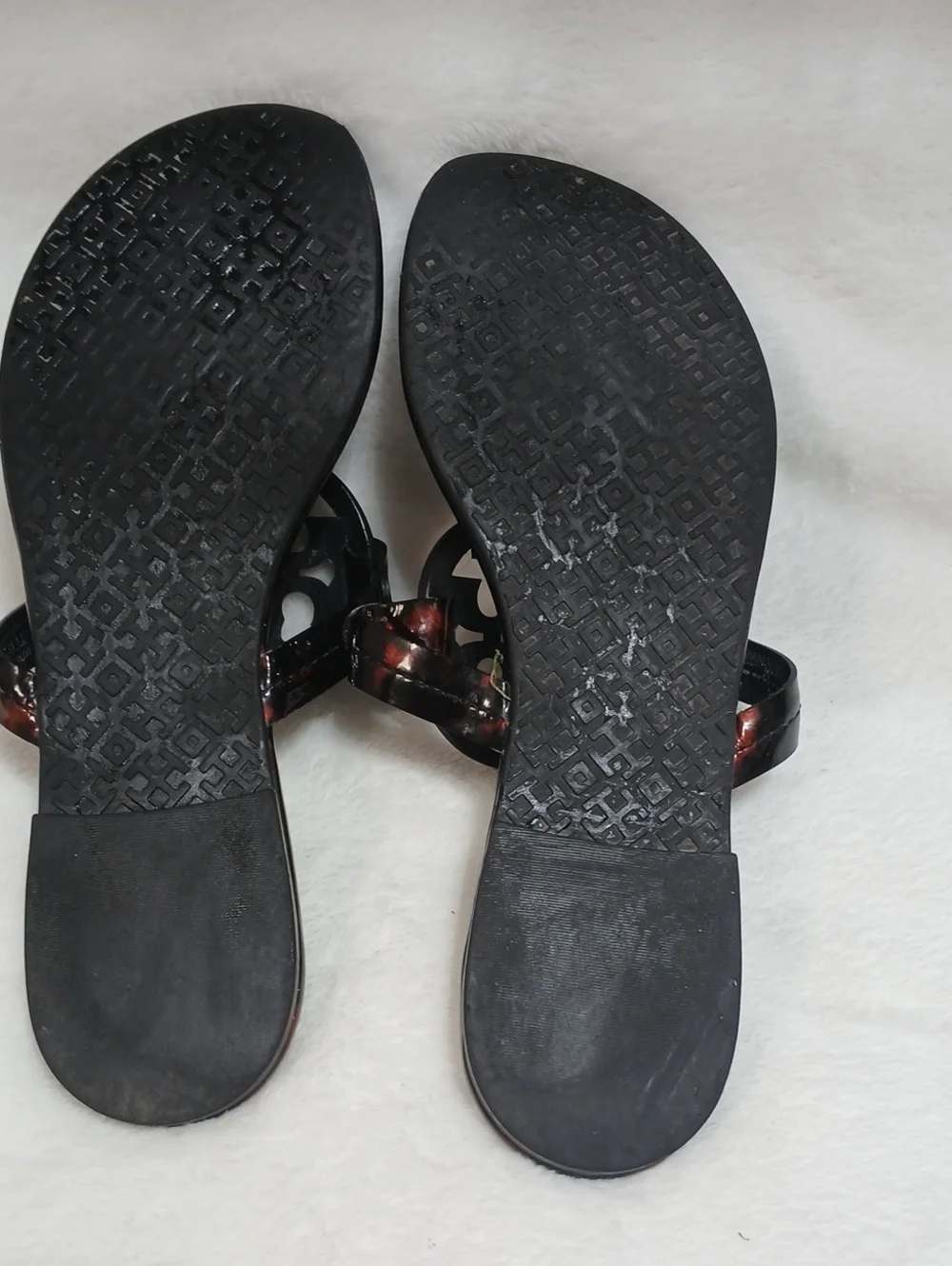 Tory Burch Miller Patent Sandal Slip-Ons In Tortoise Sz 7.5 M Women